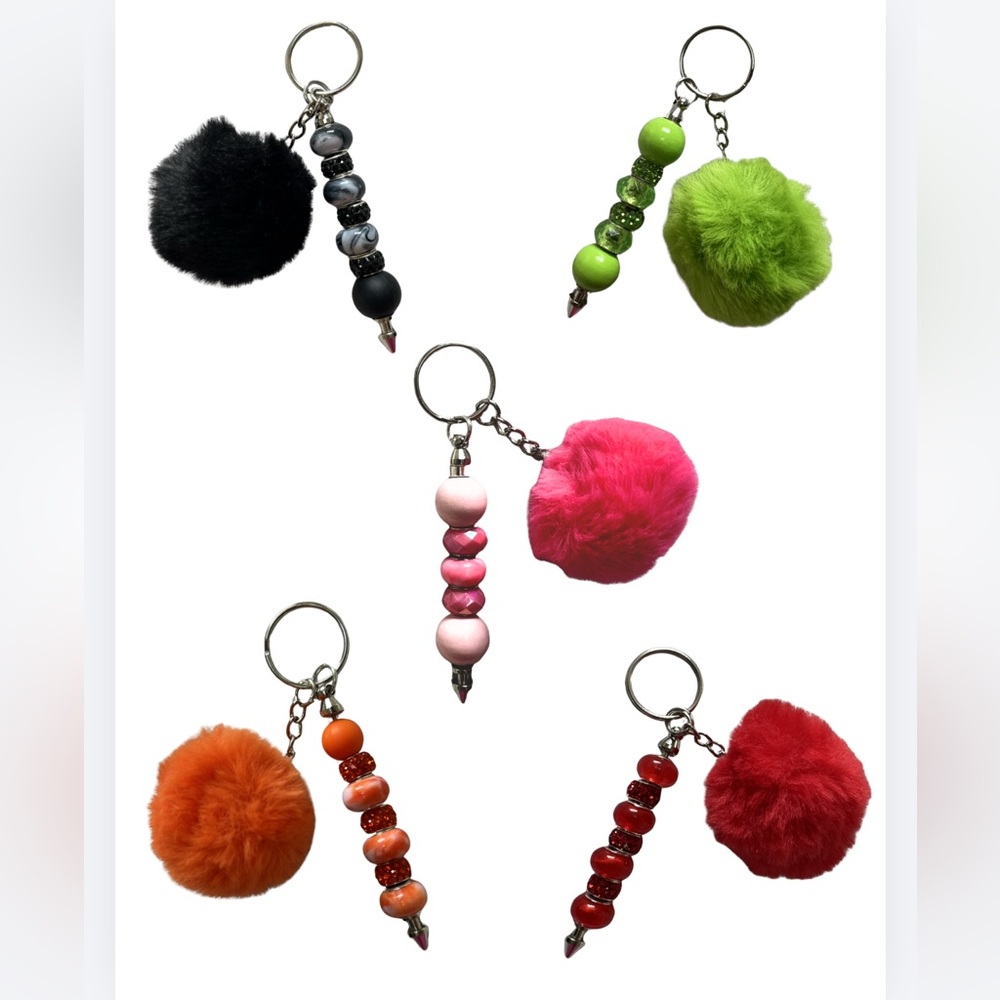 (1) Beaded Pom Keychain